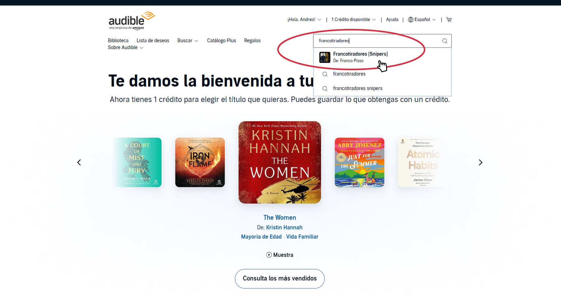 9. Selecciona el libro Francotiradores