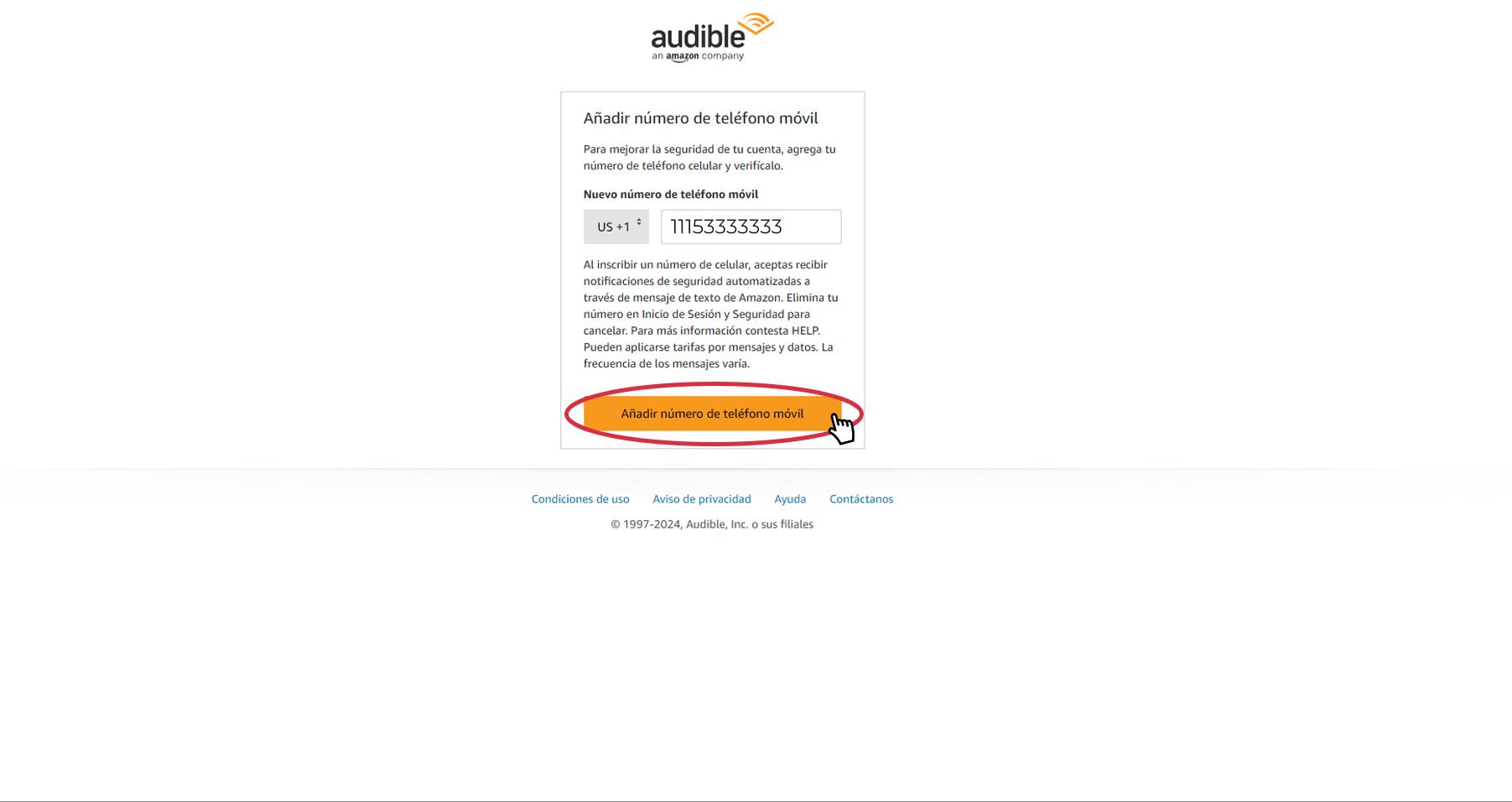 5. Ingresa tu número de celular